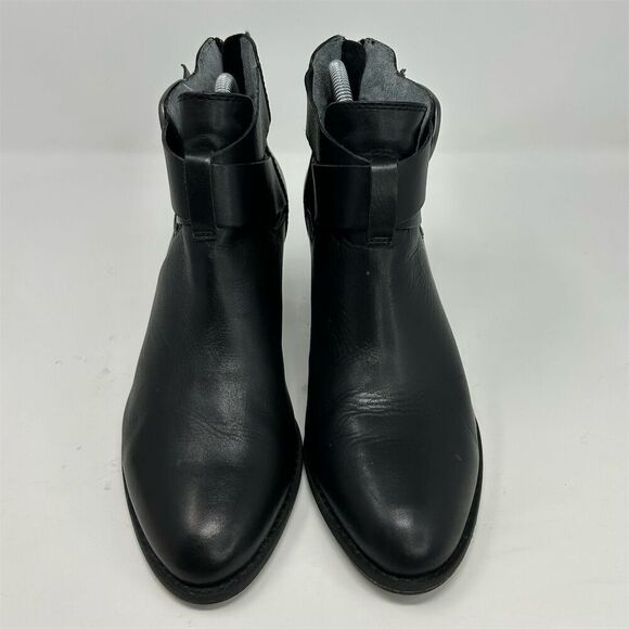Vionic Rory Women's Black Leather Ankle Boots Size 9.5 Back Zipper Buckle Detail - Picture 5 of 12